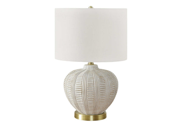 Monarch Specialties Lighting, 21"H, Table Lamp, Ivory / Cream Shade, Cream Resin, Transitional Cream,Gold,Ivory, Gold,Ivory Polyresin,Linen,Metal I 9617