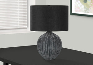 Monarch Specialties Lighting, 23"H, Table Lamp, Black Ceramic, Black Shade, Contemporary Black,Silver, Silver Ceramic,Linen,Metal I 9618