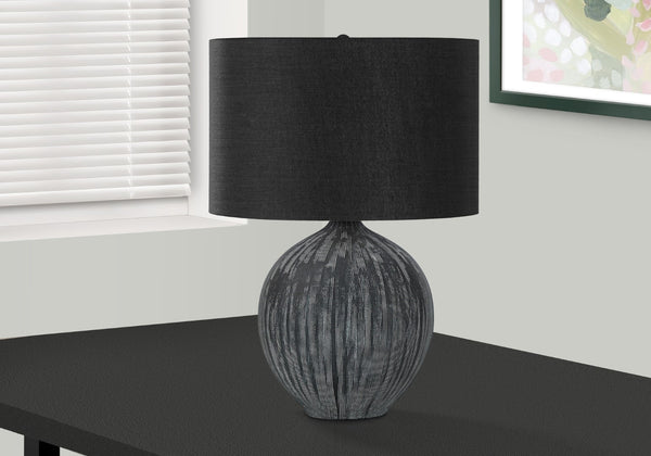 Monarch Specialties Lighting, 23"H, Table Lamp, Black Ceramic, Black Shade, Contemporary Black,Silver, Silver Ceramic,Linen,Metal I 9618