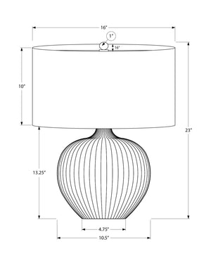 Monarch Specialties Lighting, 23"H, Table Lamp, Black Ceramic, Black Shade, Contemporary Black,Silver, Silver Ceramic,Linen,Metal I 9618