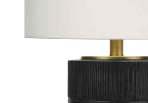 Monarch Specialties Lighting, 24"H, Table Lamp, Black Resin, Ivory / Cream Shade, Contemporary Black,Gold,Ivory, Gold,Ivory Polyresin,Linen,Metal I 9619