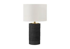 Monarch Specialties Lighting, 24"H, Table Lamp, Black Resin, Ivory / Cream Shade, Contemporary Black,Gold,Ivory, Gold,Ivory Polyresin,Linen,Metal I 9619