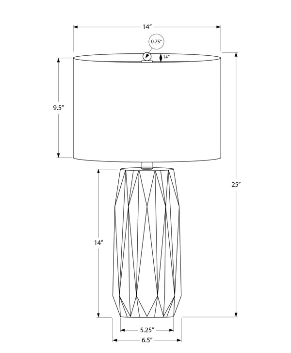 Monarch Specialties Lighting, 25"H, Table Lamp, Black Ceramic, Ivory / Cream Shade, Contemporary Black,Ivory, Ivory Ceramic,Linen,Metal I 9620
