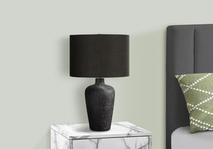 Monarch Specialties Lighting, Table Lamp, 24"H, Black Ceramic, Black Shade, Contemporary Black,Silver, Silver Ceramic,Linen,Metal I 9621