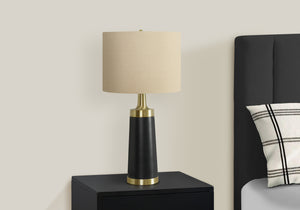 Monarch Specialties Lighting, 28"H, Table Lamp, Black Metal, Beige Shade, Contemporary Black,Beige,Gold, Beige,Gold Metal,Linen I 9623