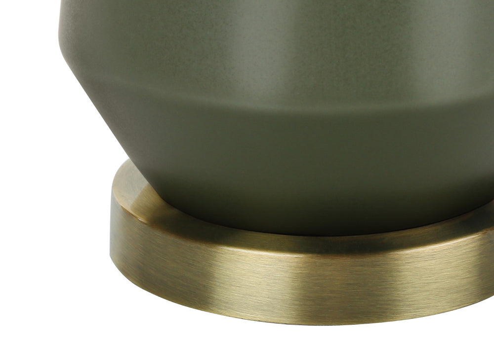 Monarch Specialties Lighting, 26"H, Table Lamp, Green Ceramic, Ivory / Cream Shade, Contemporary Green,Gold,Ivory, Gold,Ivory Ceramic,Linen,Metal I 9624