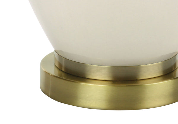 Monarch Specialties Lighting, 26"H, Table Lamp, Ivory / Cream Shade, Cream Ceramic, Transitional Cream,Gold,Ivory, Gold,Ivory Ceramic,Linen,Metal I 9625