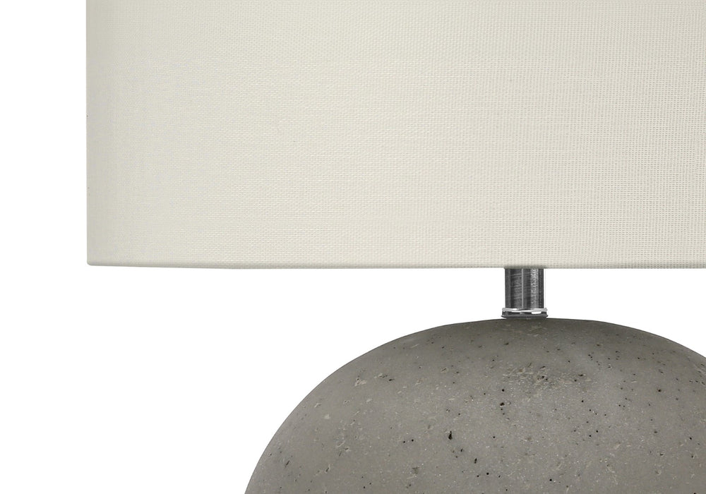 Monarch Specialties Lighting, 20"H, Table Lamp, Grey Concrete, Ivory / Cream Shade, Contemporary Grey,Ivory,Silver, Ivory,Silver Concrete,Linen,Metal I 9626
