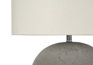 Monarch Specialties Lighting, 20"H, Table Lamp, Grey Concrete, Ivory / Cream Shade, Contemporary Grey,Ivory,Silver, Ivory,Silver Concrete,Linen,Metal I 9626