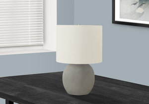 Monarch Specialties Lighting, 20"H, Table Lamp, Grey Concrete, Ivory / Cream Shade, Contemporary Grey,Ivory,Silver, Ivory,Silver Concrete,Linen,Metal I 9626