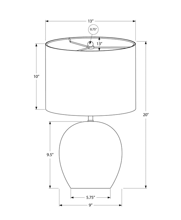 Monarch Specialties Lighting, 20"H, Table Lamp, Grey Concrete, Ivory / Cream Shade, Contemporary Grey,Ivory,Silver, Ivory,Silver Concrete,Linen,Metal I 9626