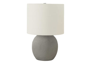 Monarch Specialties Lighting, 20"H, Table Lamp, Grey Concrete, Ivory / Cream Shade, Contemporary Grey,Ivory,Silver, Ivory,Silver Concrete,Linen,Metal I 9626