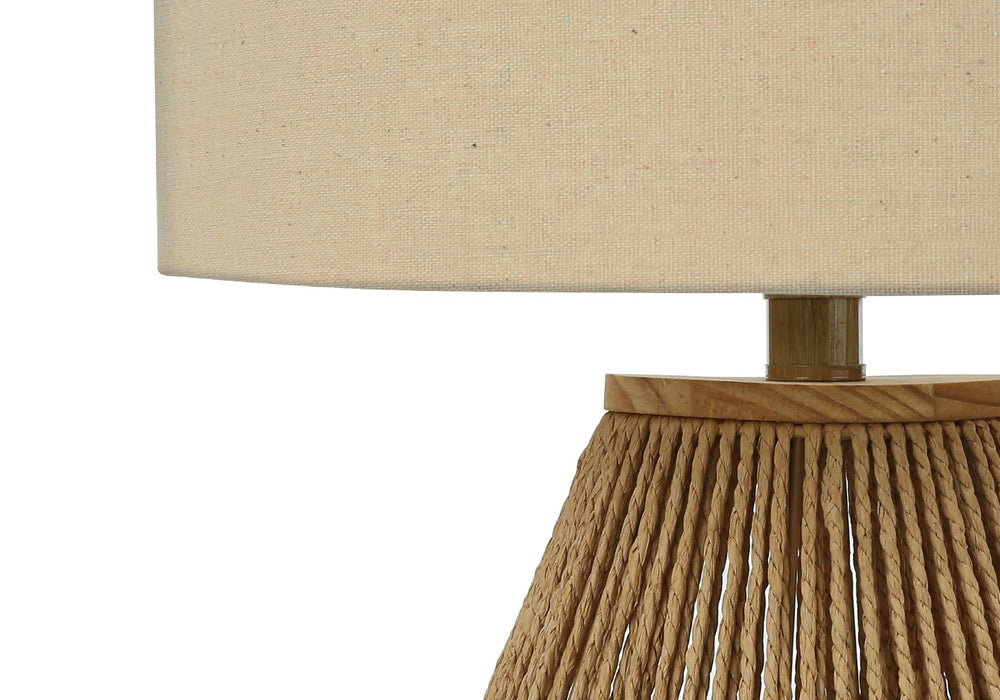 Monarch Specialties Lighting, 22"H, Table Lamp, Brown Rope, Beige Shade, Transitional Brown,Beige, Beige Rope,Linen,Metal I 9628