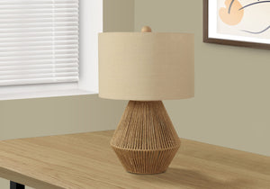Monarch Specialties Lighting, 22"H, Table Lamp, Brown Rope, Beige Shade, Transitional Brown,Beige, Beige Rope,Linen,Metal I 9628
