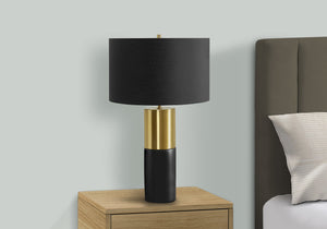 Monarch Specialties Lighting, 25"H, Table Lamp, Black Concrete, Black Shade, Contemporary Black,Gold, Gold Concrete,Metal,Polyester I 9629