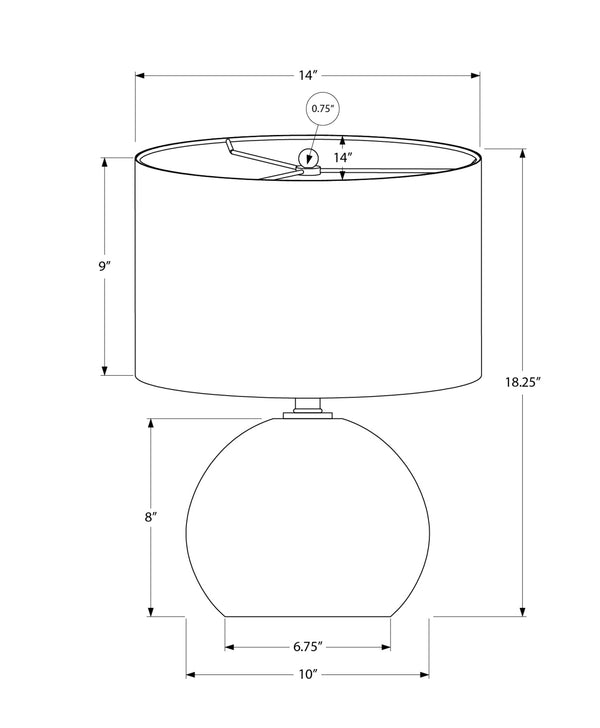 Monarch Specialties Lighting, 18"H, Table Lamp, Ivory / Cream Shade, Cream Ceramic, Contemporary Cream,Ivory,Silver, Ivory,Silver Ceramic,Linen,Metal I 9630