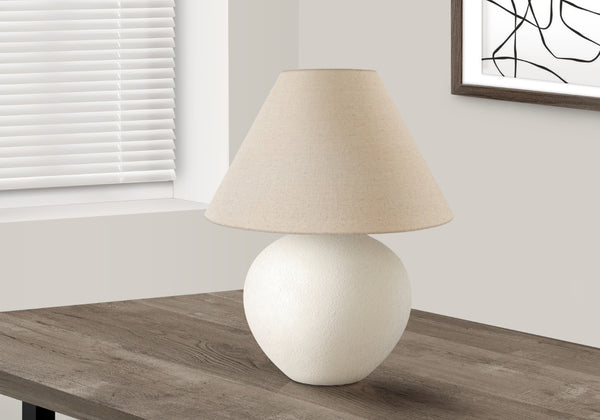Monarch Specialties Lighting, 16"H, Table Lamp, Cream Shade, Cream Ceramic, Contemporary Cream,Beige,Silver, Beige,Silver Ceramic,Linen,Metal I 9631
