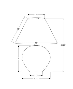 Monarch Specialties Lighting, 16"H, Table Lamp, Cream Shade, Cream Ceramic, Contemporary Cream,Beige,Silver, Beige,Silver Ceramic,Linen,Metal I 9631
