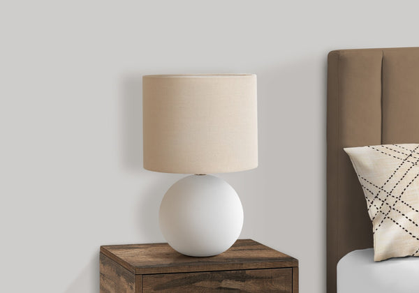 Monarch Specialties Lighting, 16"H, Table Lamp, Cream Shade, Cream Ceramic, Contemporary Cream,Beige,Silver, Beige,Silver Ceramic,Linen,Metal I 9632