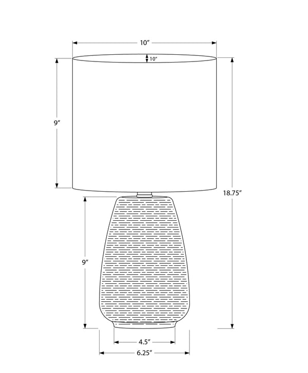 Monarch Specialties Lighting, 19"H, Table Lamp, Grey Ceramic, Ivory / Cream Shade, Contemporary Grey,Ivory,Silver, Ivory,Silver Ceramic,Linen,Metal I 9633