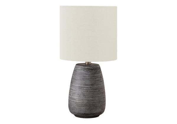 Monarch Specialties Lighting, 19"H, Table Lamp, Grey Ceramic, Ivory / Cream Shade, Contemporary Grey,Ivory,Silver, Ivory,Silver Ceramic,Linen,Metal I 9633