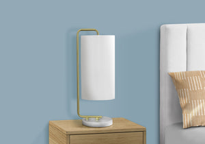 Monarch Specialties Lighting, 20"H, Table Lamp, White Marble, Ivory / Cream Shade, Contemporary White,Gold,Ivory, Gold,Ivory Marble,Linen,Metal I 9636
