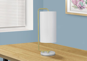 Monarch Specialties Lighting, 20"H, Table Lamp, White Marble, Ivory / Cream Shade, Contemporary White,Gold,Ivory, Gold,Ivory Marble,Linen,Metal I 9636