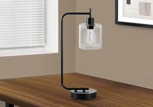 Monarch Specialties Lighting, 20"H, Table Lamp, Usb Port Included, Black Metal, Glass Shade, Modern Black Metal,Glass I 9637