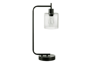 Monarch Specialties Lighting, 20"H, Table Lamp, Usb Port Included, Black Metal, Glass Shade, Modern Black Metal,Glass I 9637