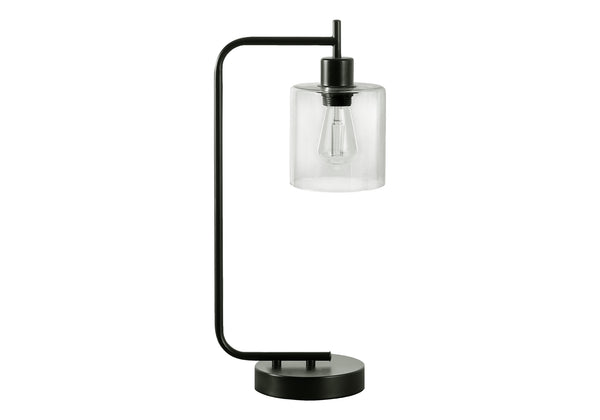 Monarch Specialties Lighting, 20"H, Table Lamp, Usb Port Included, Black Metal, Glass Shade, Modern Black Metal,Glass I 9637