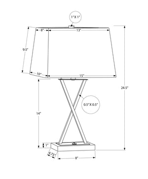 Monarch Specialties Lighting, 25"H, Table Lamp, Usb Port Included, Black Metal, Beige Shade, Transitional Black,Beige, Beige Metal,Linen I 9638