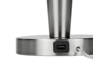 Monarch Specialties Lighting, Set Of 2, 24"H, Table Lamp, Usb Port Included, Nickel Metal, Grey Shade, Contemporary Silver,Grey, Grey Metal,Linen I 9642