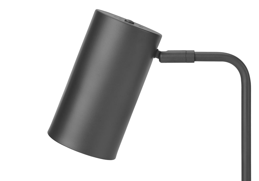 Monarch Specialties Lighting, 18"H, Table Lamp, Usb Port Included, Grey Metal, Grey Shade, Modern Grey Metal I 9645