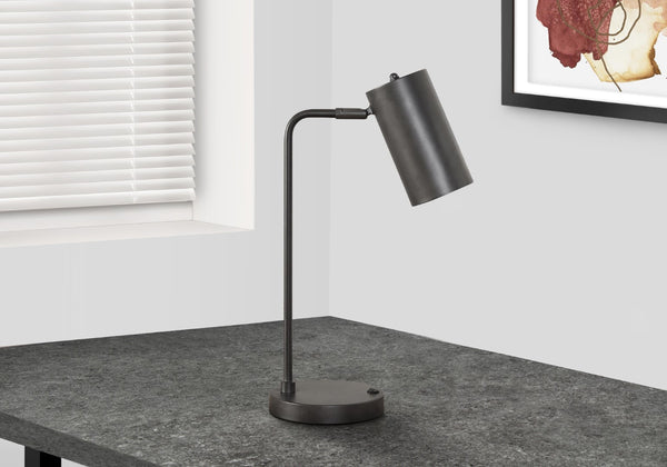 Monarch Specialties Lighting, 18"H, Table Lamp, Usb Port Included, Grey Metal, Grey Shade, Modern Grey Metal I 9645