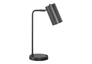 Monarch Specialties Lighting, 18"H, Table Lamp, Usb Port Included, Grey Metal, Grey Shade, Modern Grey Metal I 9645