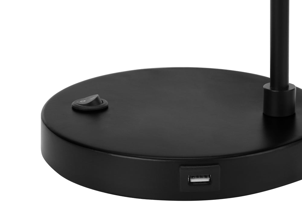Monarch Specialties Lighting, 21"H, Table Lamp, Usb Port Included, Black Metal, Black Shade, Modern Black Metal I 9647