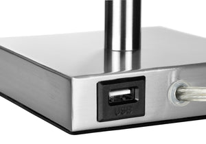 Monarch Specialties Lighting, Set Of 2, 17"H, Table Lamp, Usb Port Included, Nickel Metal, Ivory / Cream Shade, Contemporary Silver,Ivory, Ivory Metal,Linen I 9649