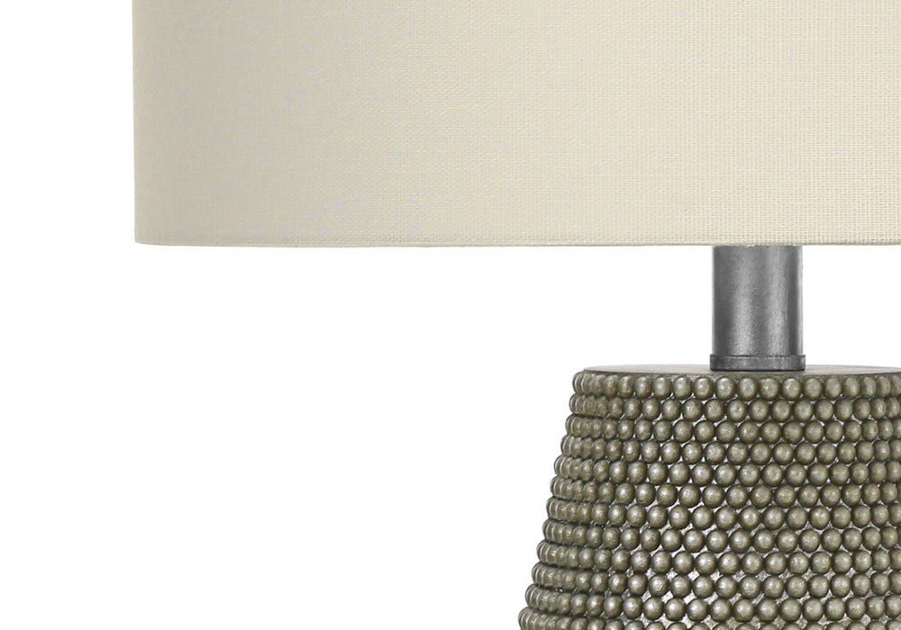Monarch Specialties Lighting, 24"H, Table Lamp, Grey Resin, Ivory / Cream Shade, Contemporary Grey,Ivory,Silver, Ivory,Silver Polyresin,Linen,Metal I 9654