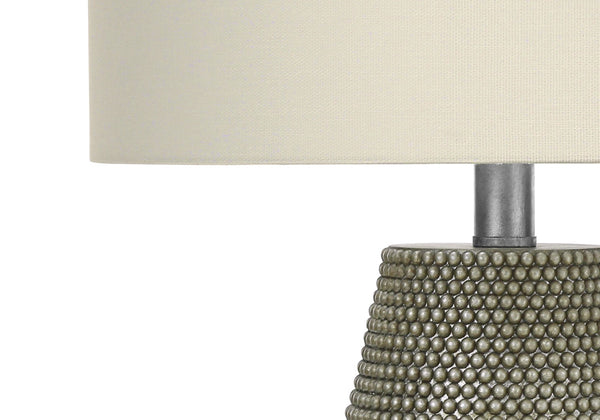Monarch Specialties Lighting, 24"H, Table Lamp, Grey Resin, Ivory / Cream Shade, Contemporary Grey,Ivory,Silver, Ivory,Silver Polyresin,Linen,Metal I 9654