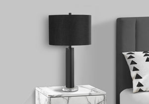 Monarch Specialties Lighting, 28"H, Table Lamp, Black Metal, Black Shade, Contemporary Black Acrylic,Linen,Metal I 9658