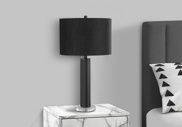 Monarch Specialties Lighting, 28"H, Table Lamp, Black Metal, Black Shade, Contemporary Black Acrylic,Linen,Metal I 9658