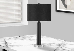 Monarch Specialties Lighting, 28"H, Table Lamp, Black Metal, Black Shade, Contemporary Black Acrylic,Linen,Metal I 9658