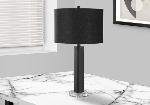 Monarch Specialties Lighting, 28"H, Table Lamp, Black Metal, Black Shade, Contemporary Black Acrylic,Linen,Metal I 9658