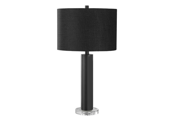 Monarch Specialties Lighting, 28"H, Table Lamp, Black Metal, Black Shade, Contemporary Black Acrylic,Linen,Metal I 9658