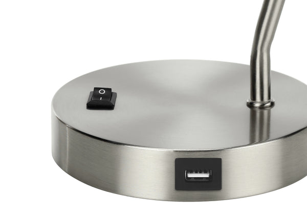 Monarch Specialties Lighting, 17"H, Table Lamp, Usb Port Included, Nickel Metal, Nickel Shade, Modern Silver Metal I 9659