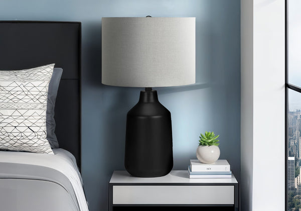 Monarch Specialties Lighting, 24"H, Table Lamp, Black Concrete, Grey Shade, Contemporary Black,Grey, Grey Concrete,Metal I 9701