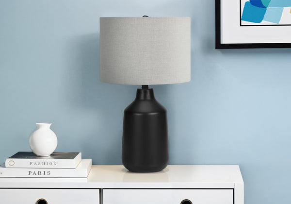 Monarch Specialties Lighting, 24"H, Table Lamp, Black Concrete, Grey Shade, Contemporary Black,Grey, Grey Concrete,Metal I 9701