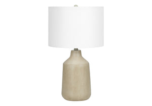 Monarch Specialties Lighting, 24"H, Table Lamp, Beige Concrete, Ivory / Cream Shade, Contemporary Beige,Ivory,Silver, Ivory,Silver Concrete,Metal I 9702