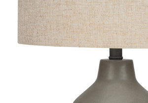 Monarch Specialties Lighting, 24"H, Table Lamp, Grey Concrete, Beige Shade, Contemporary Grey,Beige,Silver, Beige,Silver Concrete,Metal I 9703
