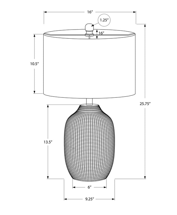 Monarch Specialties Lighting, 26"H, Table Lamp, Cream Ceramic, Ivory / Cream Shade, Contemporary Cream,Ivory,Silver, Ivory,Silver Ceramic,Metal I 9704